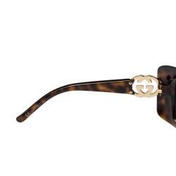 Pre Owned نظارة شمسية غوتشي ترتواز 3034/S  مستطيلة بشعار GG متدرجة