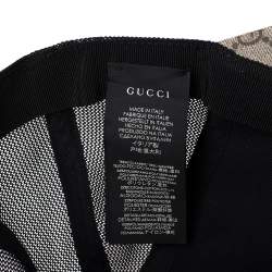مملوكة مسبقًا Gucci Beige Mystic Cat Embellished Canvas & Mesh Baseball Cap