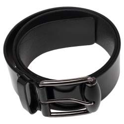 مملوكة مسبقًا حزام غوتشي جلد لامع أسود 85 سم