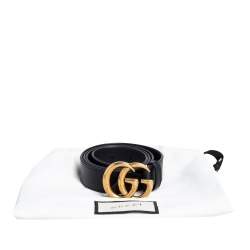 مملوكة مسبقًا حزام غوتشي إبزيم G مزدوج جلد أسود 90 سم