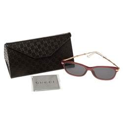 مملوكة مسبقًا Gucci Black/Maroon Acetate GG3772/F Asian Fit Square Sunglasses