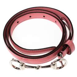 Pre Owned حزام غوتشي جلد لامع وردي هورسبيت رفيع 80 سم