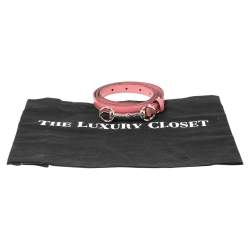 Pre Owned حزام غوتشي جلد لامع وردي هورسبيت رفيع 80 سم