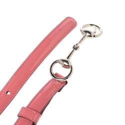 Pre Owned حزام غوتشي جلد لامع وردي هورسبيت رفيع 80 سم