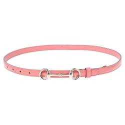 Pre Owned حزام غوتشي جلد لامع وردي هورسبيت رفيع 80 سم