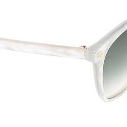 مملوكة مسبقًا Gucci White Marble Effect Acetate GG0042S Gradient Sunglasses