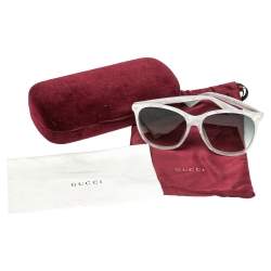 مملوكة مسبقًا Gucci White Marble Effect Acetate GG0042S Gradient Sunglasses