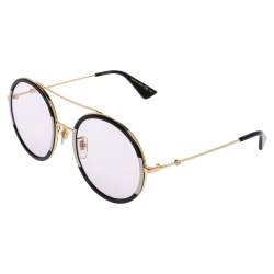 Gucci Black & White Striped / Pink GG0061S Round Sunglasses