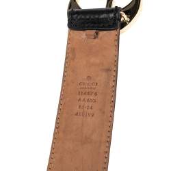 Pre Owned Gucci Black Guccissima Leather Interlocking G Buckle Belt 85CM