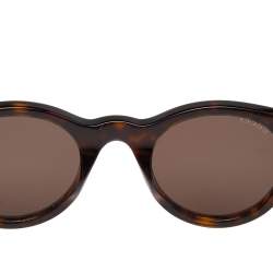 Pre Owned نظارة شمسية غوتشي GG0736S مستديرة بني /بني هافانا