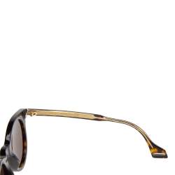 Pre Owned نظارة شمسية غوتشي GG0736S مستديرة بني /بني هافانا