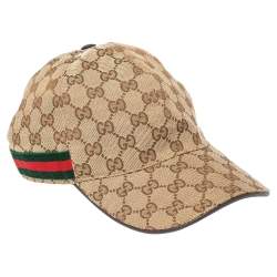 Gucci Beige Canvas Purple Webstripe Baseball Cap M