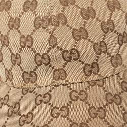 Pre Owned قبعة بيبسبول غوتشي كانفاس جي جي بيج مزينة خطوط ويب مقاس وسط (ميديوم)