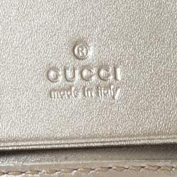 Pre Owned Gucci Metallic Silver GG Imprime Coated Canvas Key Case Holder