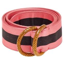 Pre Owned Gucci Pink/Black Satin Web Belt 85cm