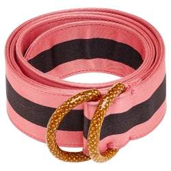Pre Owned Gucci Pink/Black Satin Web Belt 85cm