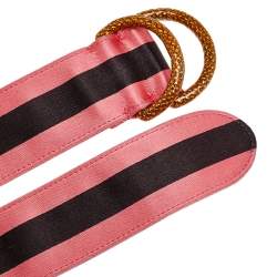Pre Owned Gucci Pink/Black Satin Web Belt 85cm