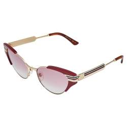 Pre Owned نظارة شمسية غوتشي "جي جي0522أس" عين قطة غرادينت أحمر/ وردي  