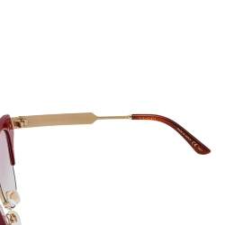 Pre Owned نظارة شمسية غوتشي "جي جي0522أس" عين قطة غرادينت أحمر/ وردي  