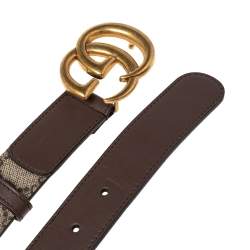 مملوكة مسبقًا حزام غوتشي جلد وكانفاس جي جي سوبريم بيج إبزيم حرف جي مزدوج 90 سم