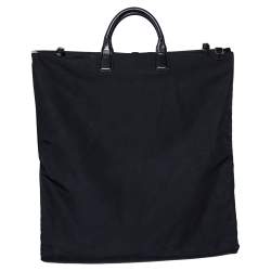 Pre Owned حقيبة غوتشي غارمنت نايلون وجلد أسود