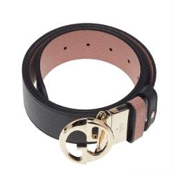 مملوكة مسبقًا Gucci Black/Pink Leather 1973 Reversible Belt 90 CM