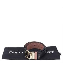 مملوكة مسبقًا Gucci Black/Pink Leather 1973 Reversible Belt 90 CM