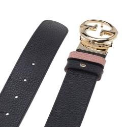 مملوكة مسبقًا Gucci Black/Pink Leather 1973 Reversible Belt 90 CM