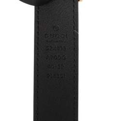 Pre Owned Gucci Black Leather Torchon Double G Buckle Belt 80CM