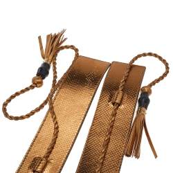 Pre Owned Gucci Gold Snakeskin Tassel Waist Belt 90 CM