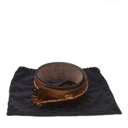 Pre Owned Gucci Gold Snakeskin Tassel Waist Belt 90 CM