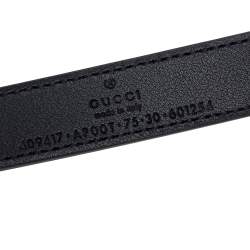مملوكة مسبقًا Gucci Black Leather GG Marmont Buckle Narrow Belt 75CM
