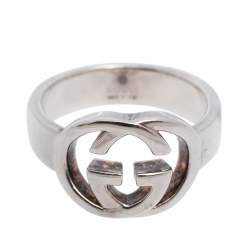 Gucci Sterling Silver Interlocking GG Ring Size 12