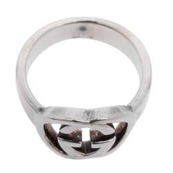 مملوكة مسبقًا Gucci Sterling Silver Interlocking GG Ring Size 12