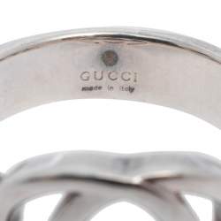 مملوكة مسبقًا Gucci Sterling Silver Interlocking GG Ring Size 12
