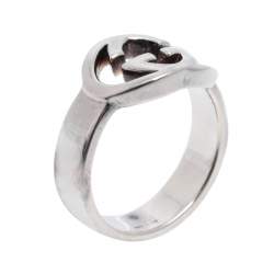 مملوكة مسبقًا Gucci Sterling Silver Interlocking GG Ring Size 12