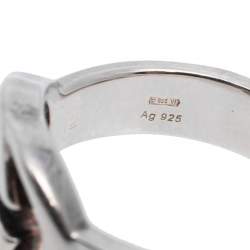 مملوكة مسبقًا Gucci Sterling Silver Interlocking GG Ring Size 12