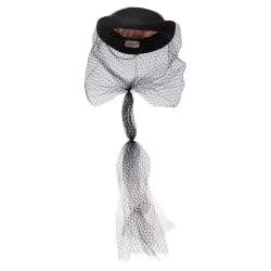 مملوكة مسبقًا قبعة غوتشي أغنيس لباد أسود تفاصيل وشاح مقاس صغير (سمول)