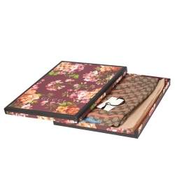 مملوكة مسبقًا وشاح غوتشي حرير ومودال مطبوع نمر بيج