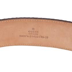 مملوكة مسبقًا Gucci Purple Canvas And Leather Interlocking G Webbing Buckle Belt 80CM