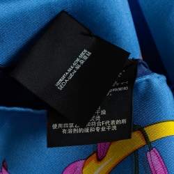 مملوكة مسبقًا Gucci Blue Multi Icon Print Silk Scarf
