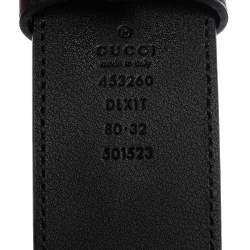 Pre Owned Gucci Black Leather Torchon Double G Buckle Belt 80CM
