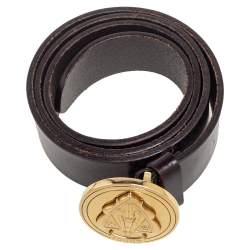 مملوكة مسبقًا Gucci Dark Brown Leather Hysteria Buckle Belt 90CM