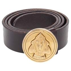 مملوكة مسبقًا Gucci Dark Brown Leather Hysteria Buckle Belt 90CM