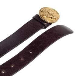 مملوكة مسبقًا Gucci Dark Brown Leather Hysteria Buckle Belt 90CM