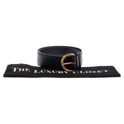 Pre Owned حزام غوتشي جلد أسود إبزيم 80 سم 