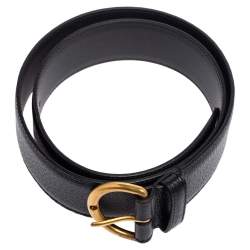 Pre Owned حزام غوتشي جلد أسود إبزيم 80 سم 