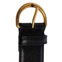 Pre Owned حزام غوتشي جلد أسود إبزيم 80 سم 