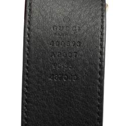 مملوكة مسبقًا Gucci Black Leather GG Marmont Buckle Belt 90 CM 