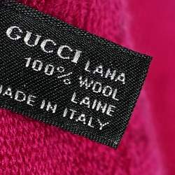Pre Owned وشاح غوتشي حرير وصوف شعار الماركة جي جي وردي 